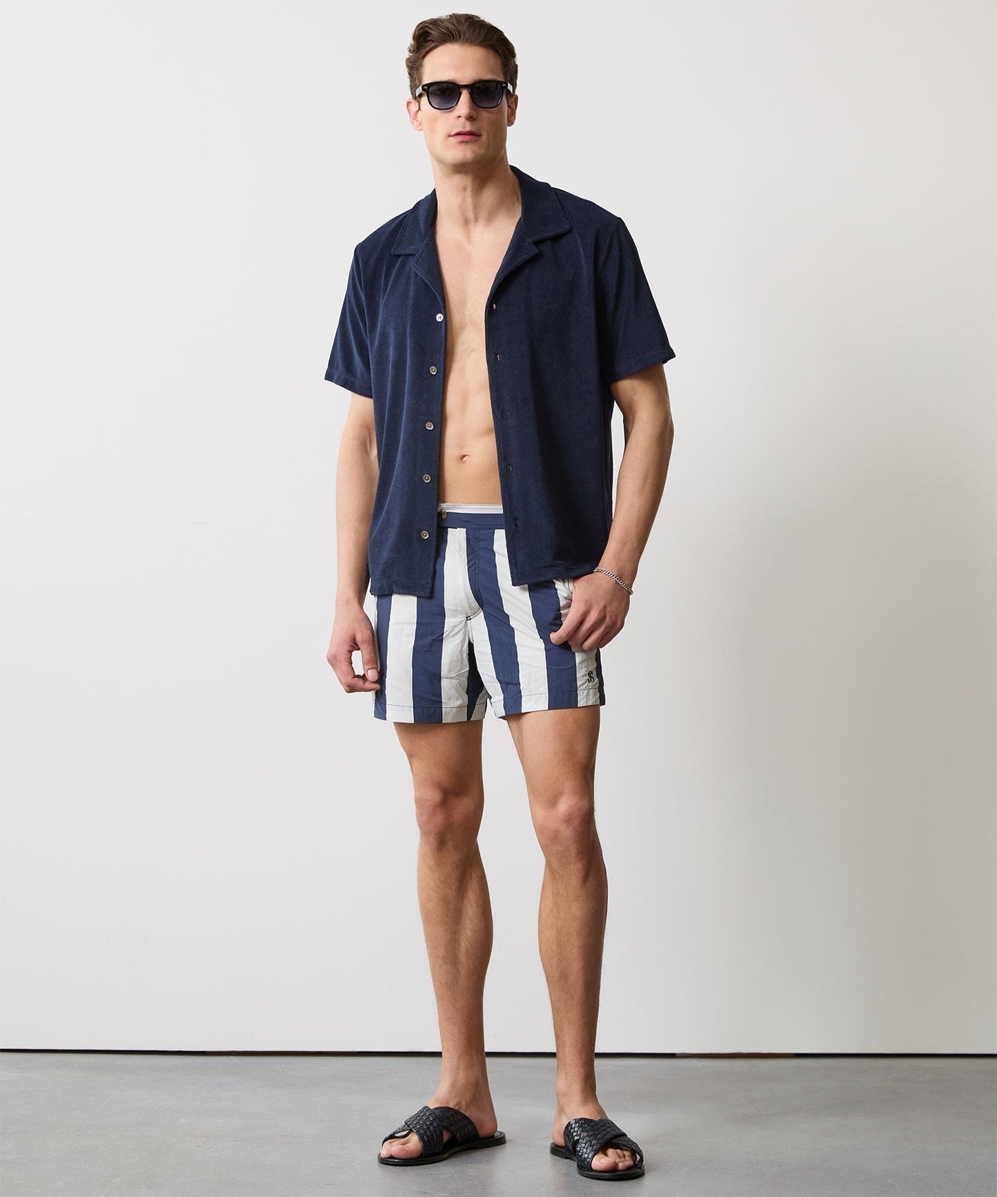 Terry Cabana Polo Shirt in Classic Navy