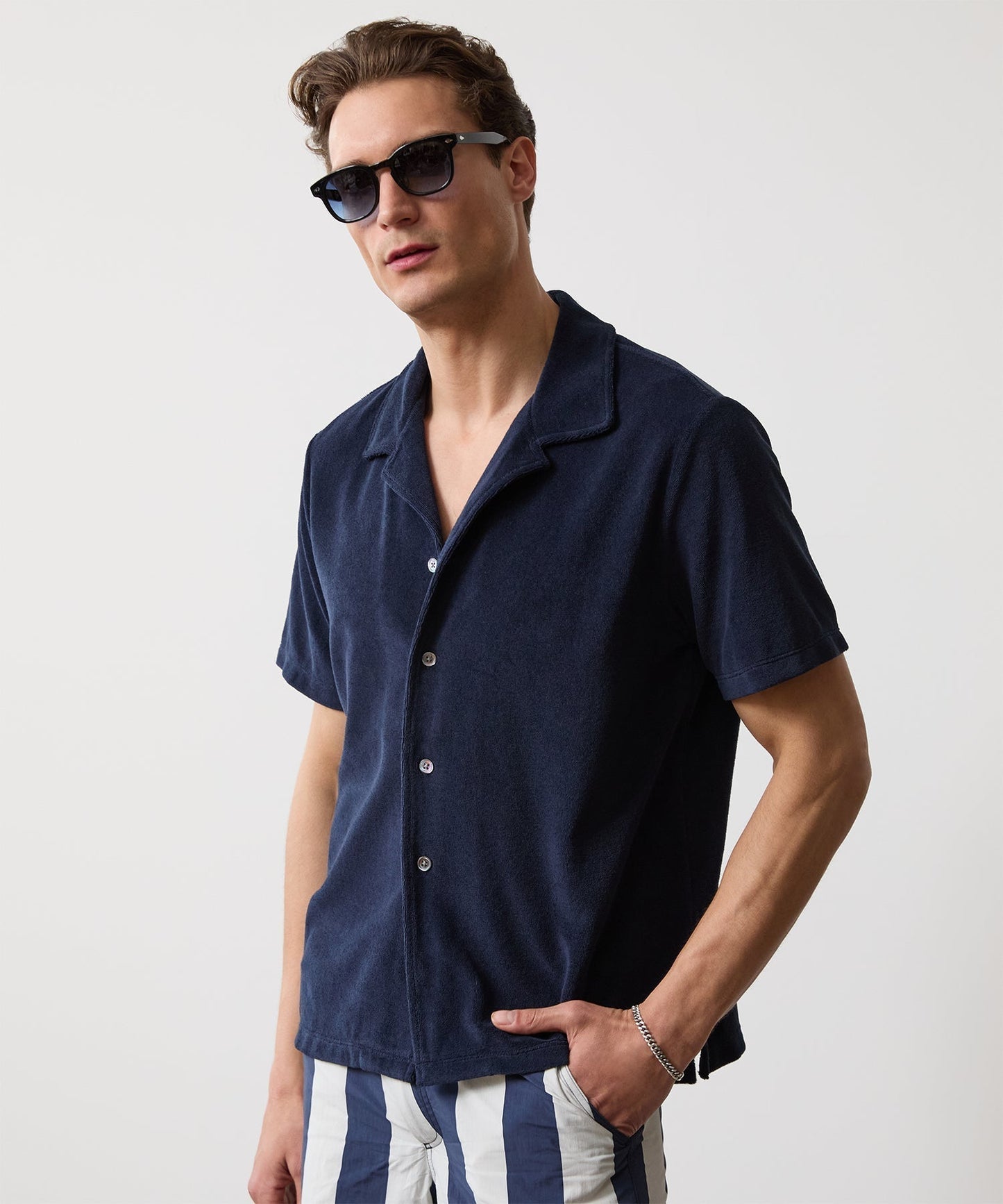 Terry Cabana Polo Shirt in Classic Navy