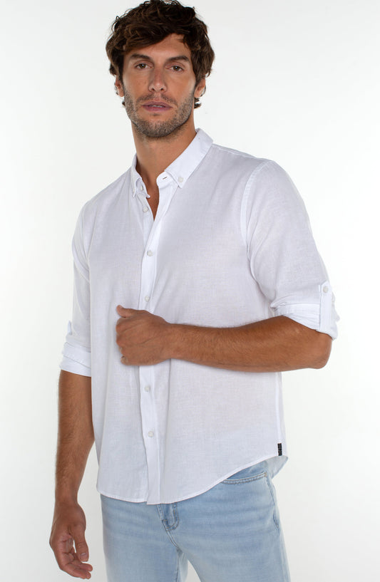 Convertible Button Up Shirt in White