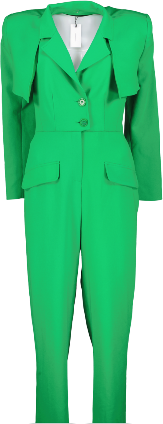 Karen Millen Green Compact Stretch Tailored Two Piece Jumpsuit UK 8