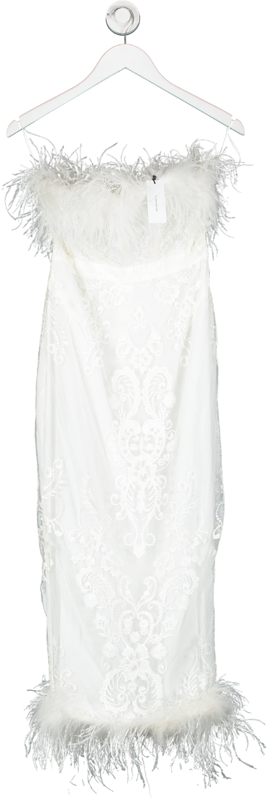 Karen Millen White Graphic Embroidered Mesh Feather Woven Midi Dress UK 8