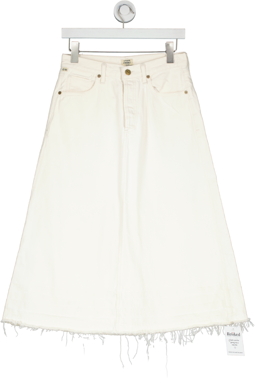 Citizens of Humanity Cream Raw Hem Denim Skirt UK S