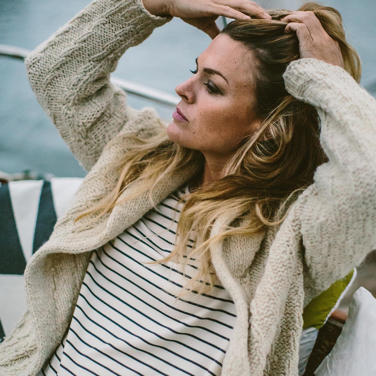 The Sausalito Dress in Forest Stripe Mercerized Merino