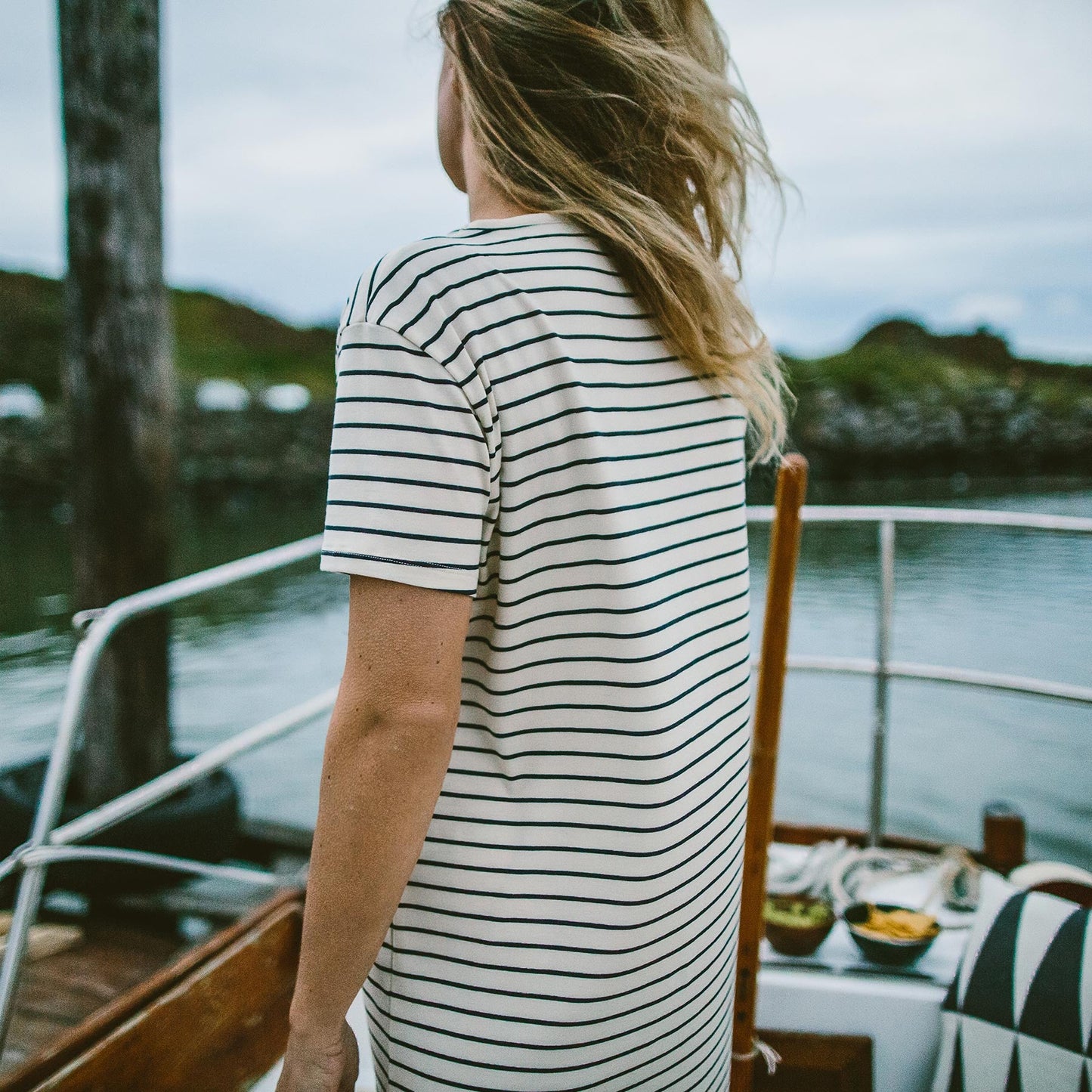 The Sausalito Dress in Forest Stripe Mercerized Merino